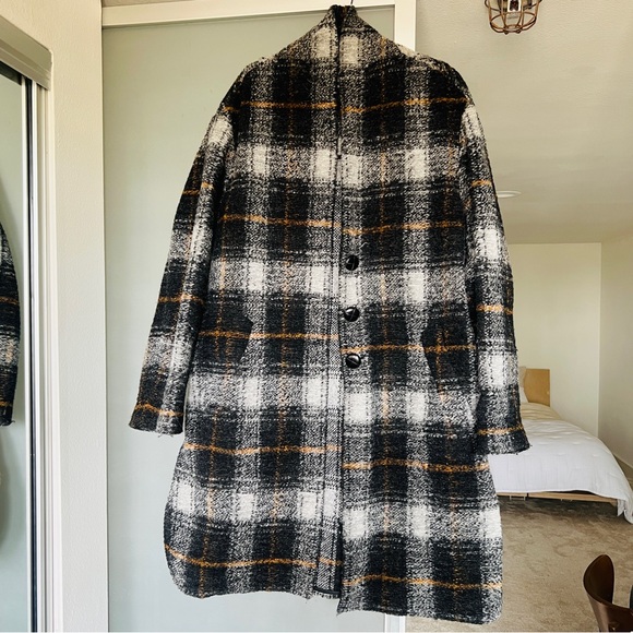 Isabel Marant Étoile checked wool-blend coat in anthracite - Picture 3 of 8